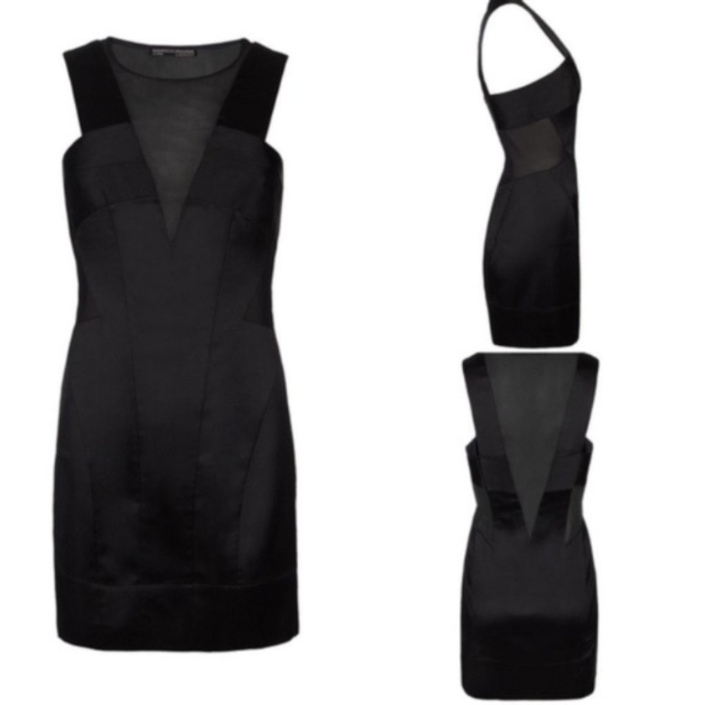 All Saints Emi Black Mesh Bodycon Mini Dress C59